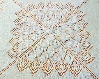 Copertina per neonati con fiori in pizzo, cimelio per battesimo, pizzo estone bianco naturale, motivo a foglia, scialle, copertina per neonati, regalo per la doccia, REALIZZATO SU ORDINAZIONE