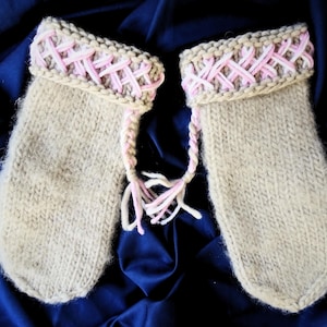 Hand knitted mittens, Lovikka mittens, traditional Sami Lapland mittens, wool cosy mittens, Norwegian, scandinavian ski mittens,READYtoSHIP