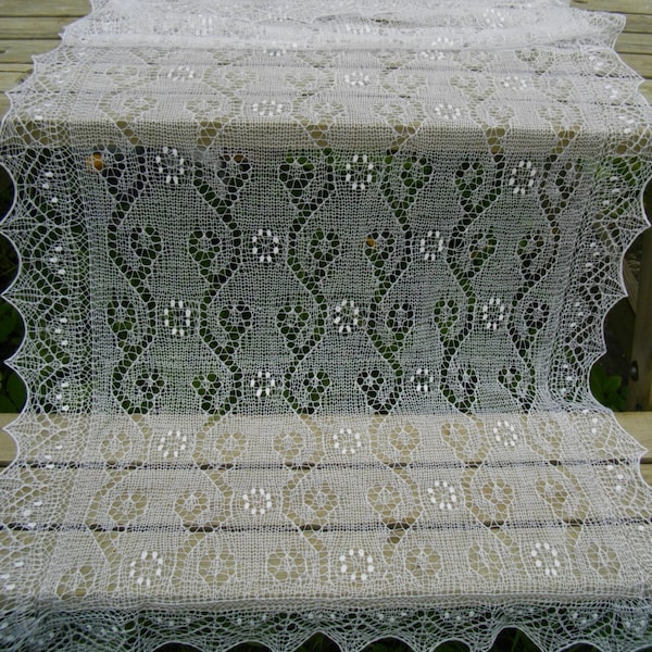 Estonian lace shawl, traditional Haapsalu lace shawl, heirloom, bridal stole, wedding shawl, flower pattern, Made to order