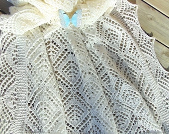 Coperta per neonati in pizzo lavorata a mano, scialle per battesimo in lana di alpaca