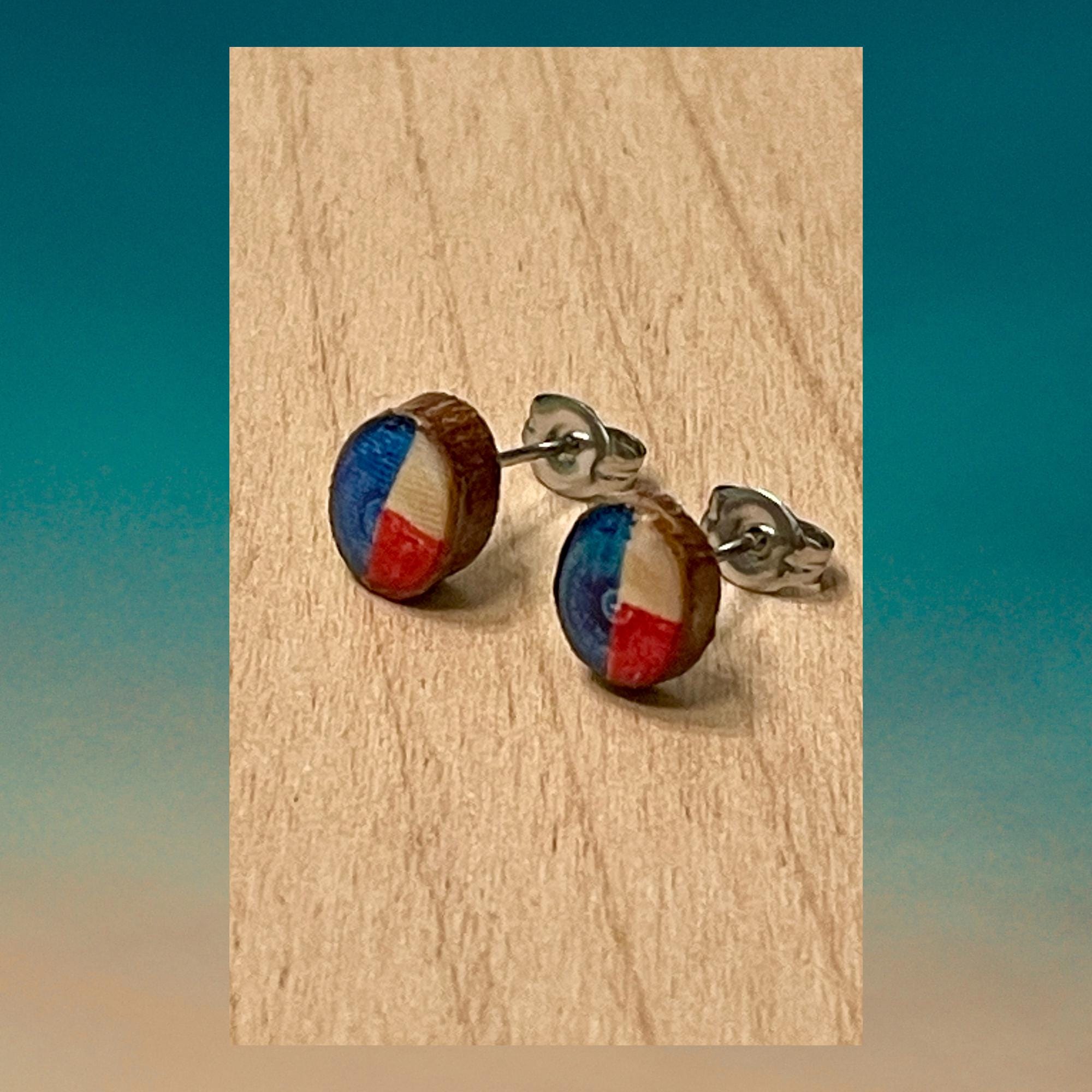 Howdy Y'all! Handpainted Texas Flag Wood Stud Earrings. Genuine Texas ...