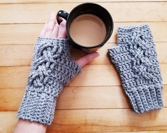 Fingerless Gloves, Crochet Wrist Warmers, Cabled Fingerless Mitts, Fingerless Mittens, Texting Gloves, Fall Winter Accessories, Gift for her