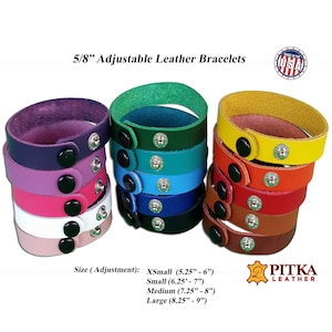 10 Pack Adjustable Bracelets 5/8&quot;- Leather Bracelets Engraving Ready - Marketing, promotional gifts, Fundraising events- Made in USA