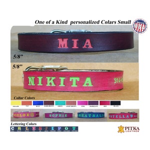 Personalized Puppy Collars Custom made Leather Collars Small Collars for Puppies, Cats, Small Dogs made in USA image 1