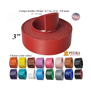 3 Inch Wide  Leather Strips 6-7 oz (2.4 - 2.8 mm) up to 96 inch long -Use for Belts-Guitar Straps-Collars-Leashes-Purse Straps