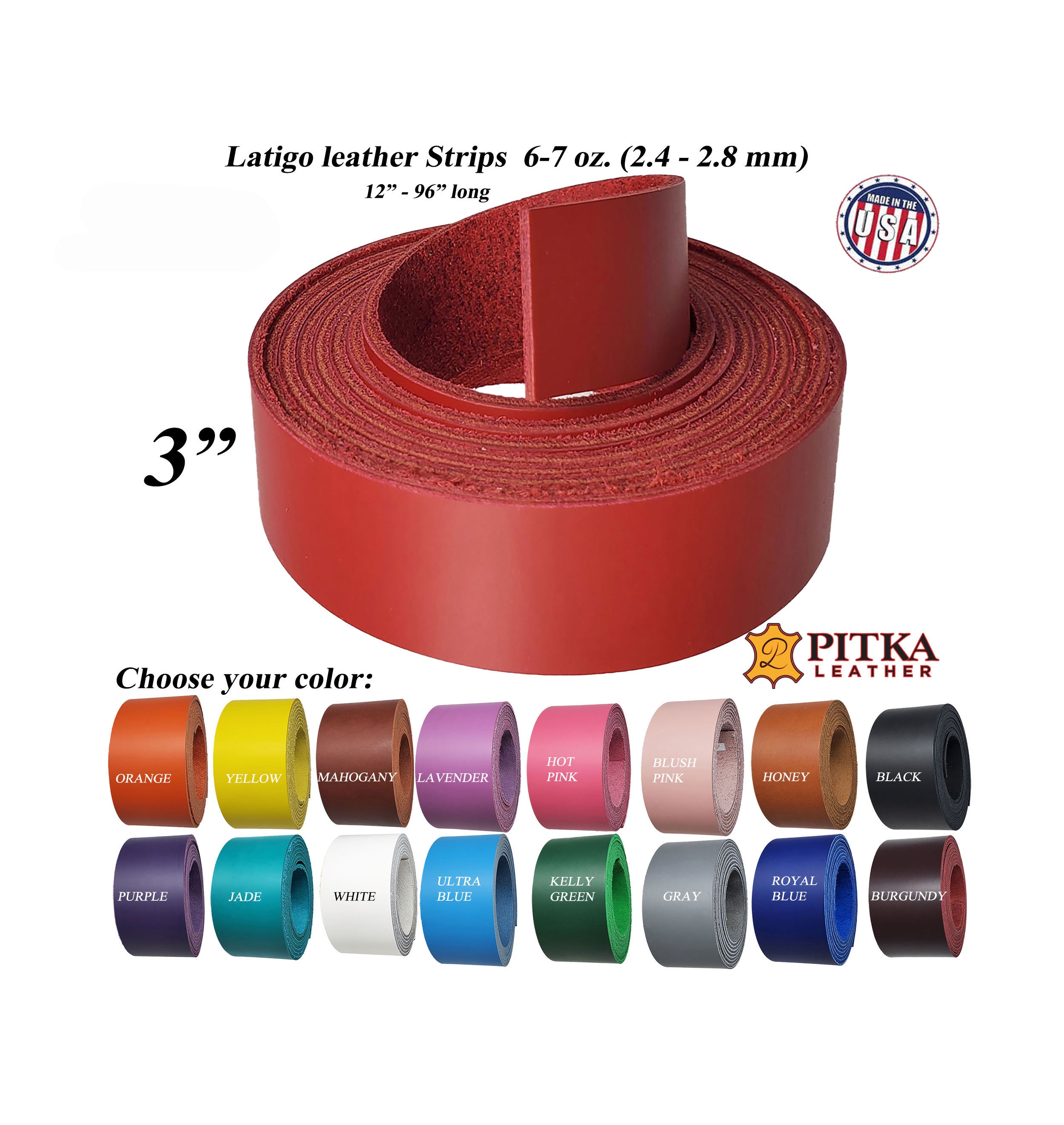 Leather Strip - Burgundy Latigo - 5/8 x 48 - 5-6oz. 1 piece (E503)