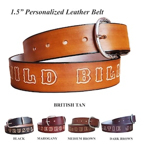 Personalized Full Grain Leather Belt: Custom Engraved Western Belt, Handmade in Texas