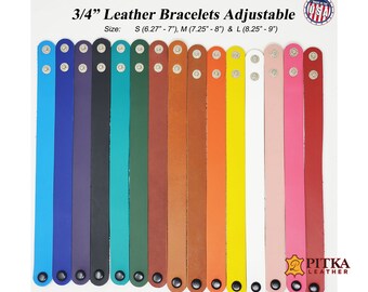 8 Pack Blank Leather Bracelets – 3/4" Adjustable Cuffs, Engraving Ready