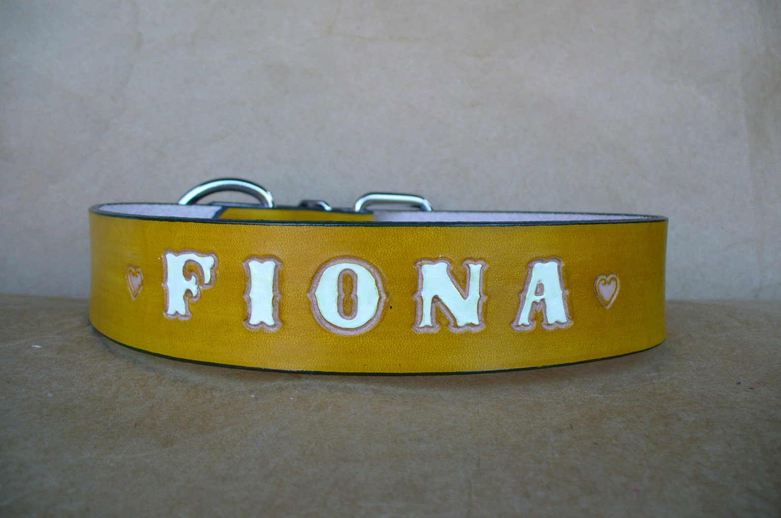 Leather Dog Collars Yellow XL Dog Collars for Big Dogs Etsy