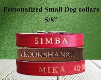 Personalized Leather Dog Collar: Custom Stamped Puppy Collar, USA Made