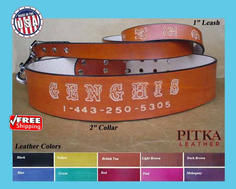 personalized leather dog collars and leashes