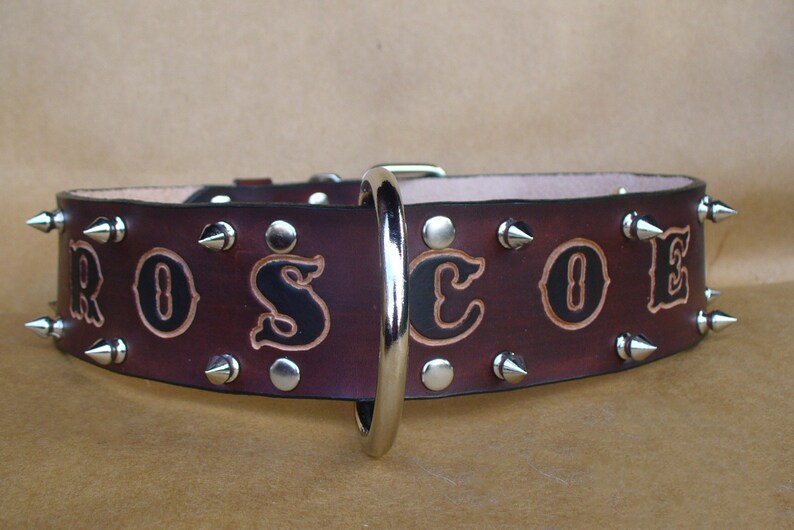 Custom Pit bull Collars Pit bull Spike Collar Blue Leather Etsy