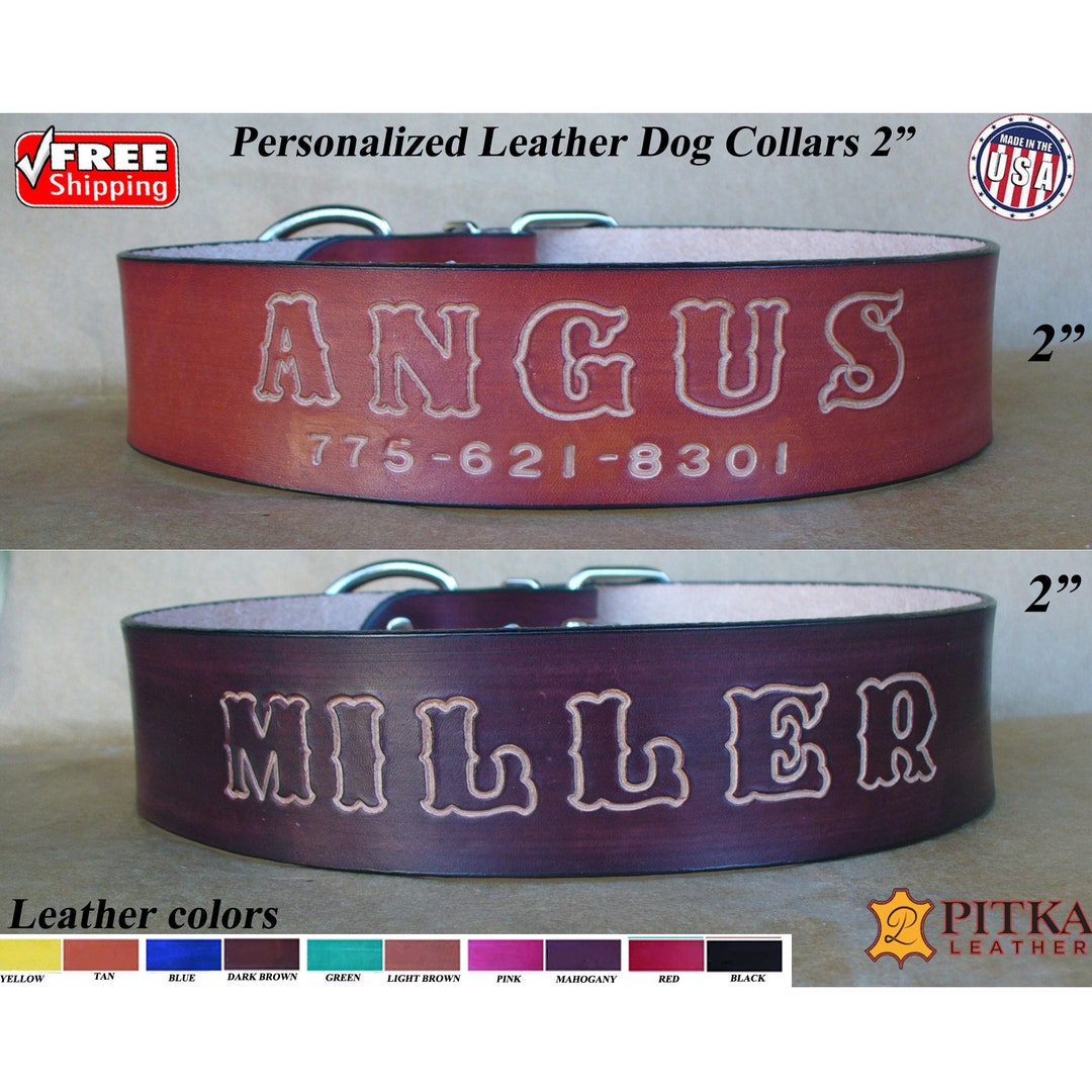 Personalized Durable Dog Collars Leather Dog Collars 2 Inch Etsy