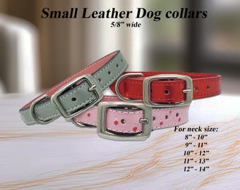 Soft Leather Puppy Collar: Handcrafted Small Dog Collar, USA Made
