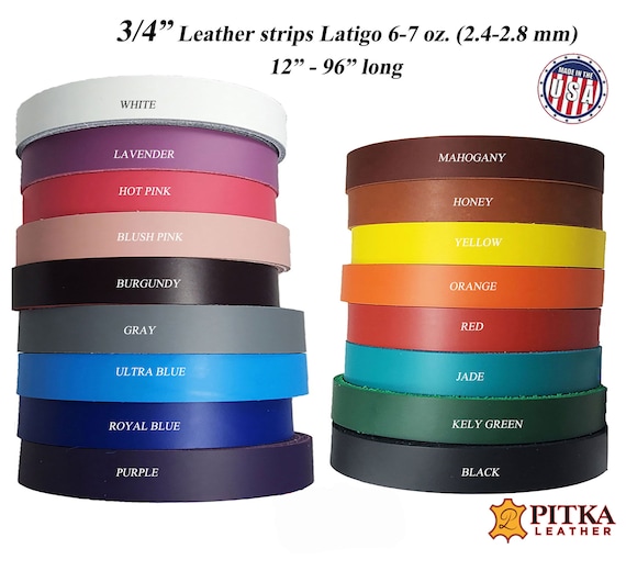 Blue Leather Strips Latigo 6-7 oz - Belts Collars.. 2.4-2.8 mm Guitar Straps 