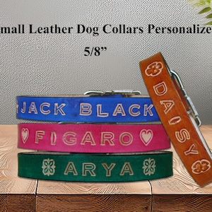 Small Dog Collars - Personalized Collar for Small Dogs - Puppy Leather Collars with Name - Custom Collar Made in USA