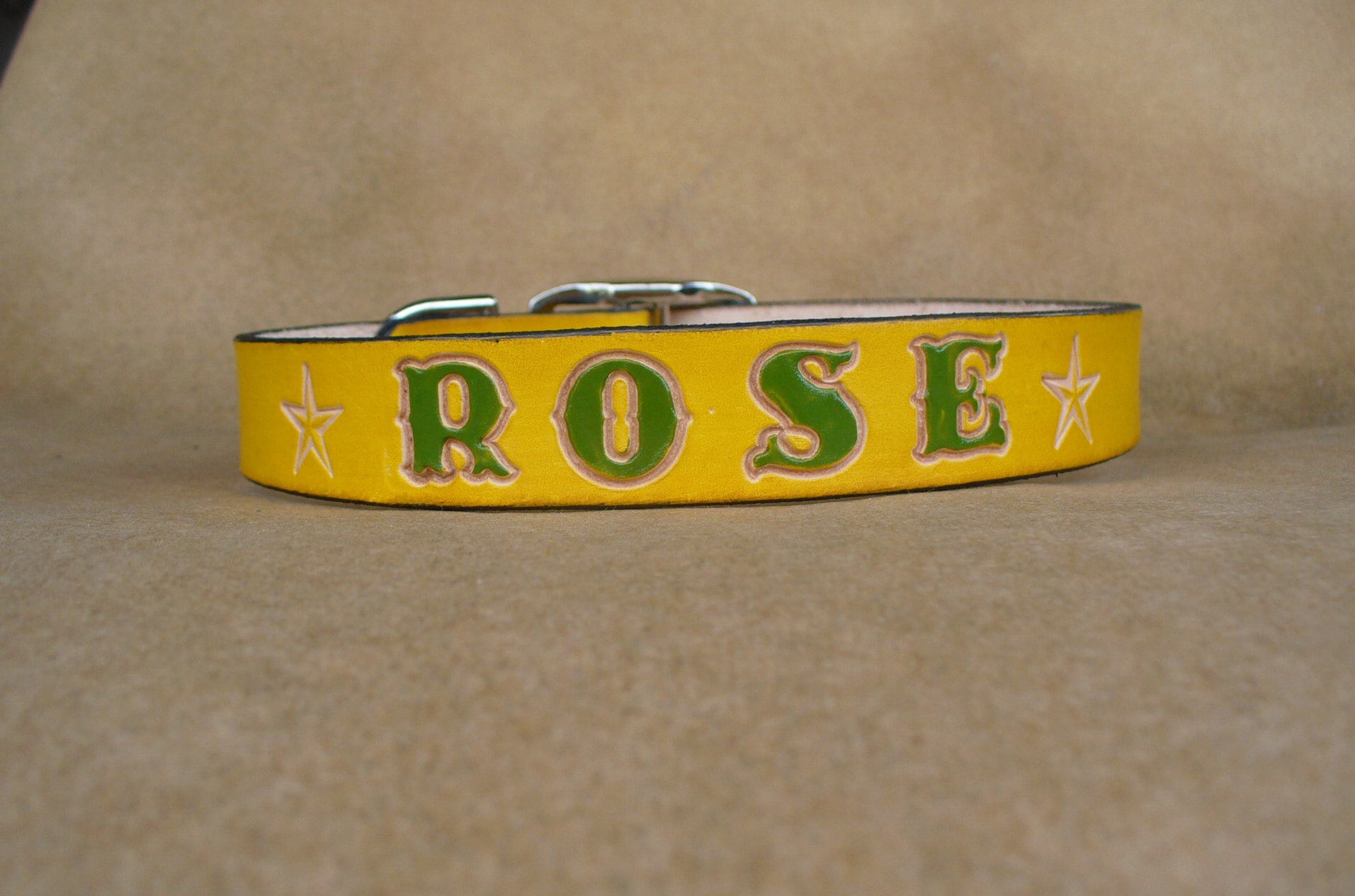 Large Yellow Dog Collars Personalized Collar With Dog Name Etsy UK