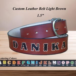 Personalized Western Belt: Handmade Brown Leather Name Belt, USA Made
