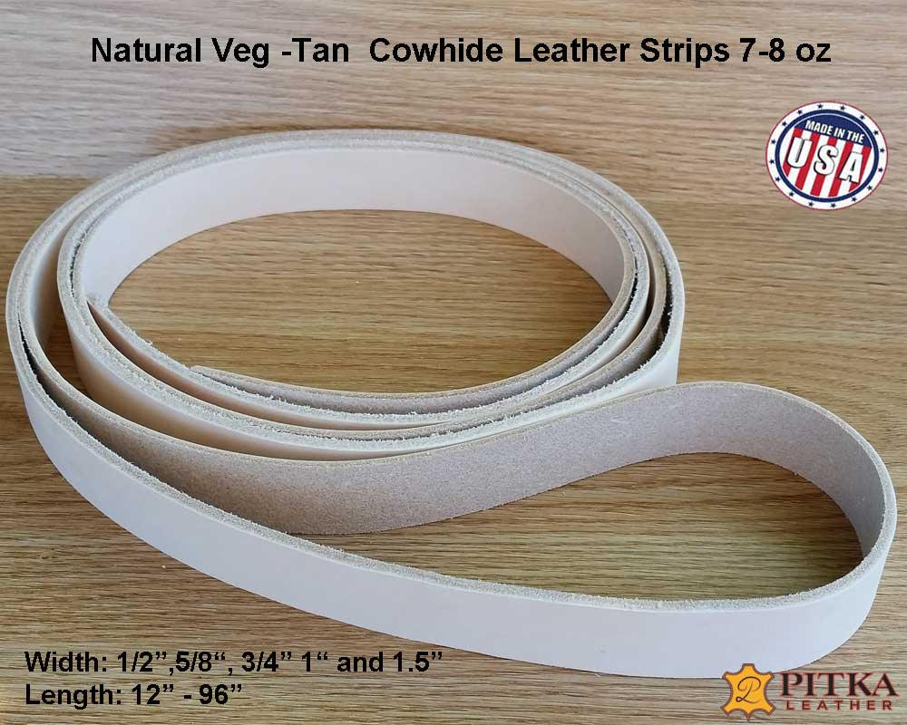 Natural Leather Strips Veg-tan Leather Strip 7-8 Oz 2.8 | Etsy