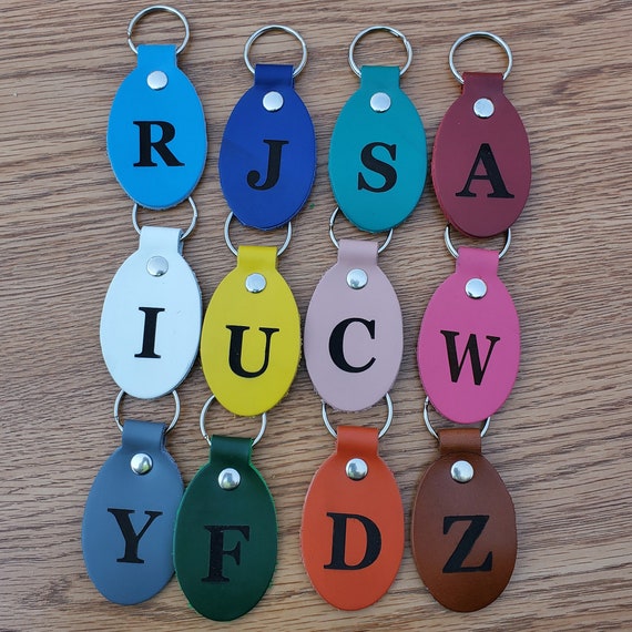  Full Grain leather Key Chain Engraving ready, 10 Packs Blank  Leather Keyrings, Choose one color or Mixed