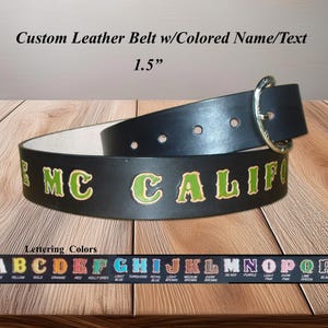 Custom Tooled Black Leather Belt: Personalized Western Belt, USA Made