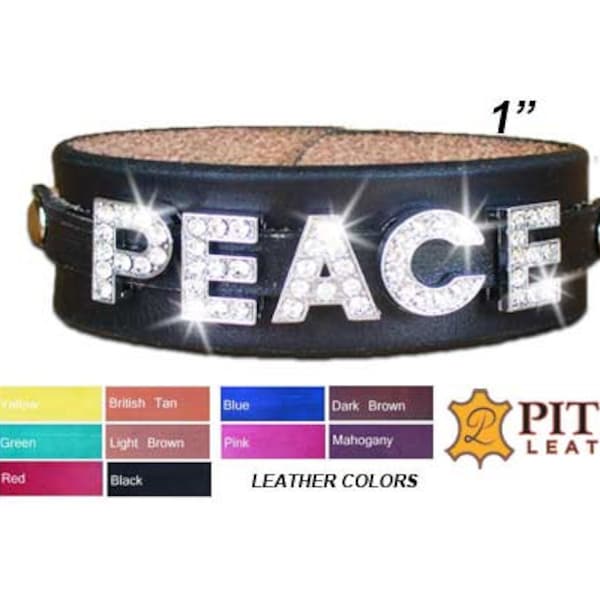 Bling Personalized Leather Bracelets - Custom Rhinestone Name Leather Wristbands - Name Bracelet with Bling for Women or Men - Made in USA