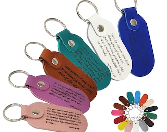 Custom Leather Keychain, Bible Verse You Choose will be Permanently Engraved on Your Keychain, Mother's Day, Father's Day Gift, USA Made