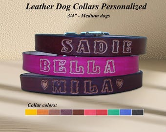 Personalized Leather Dog Collar: Custom Stamped, USA Made