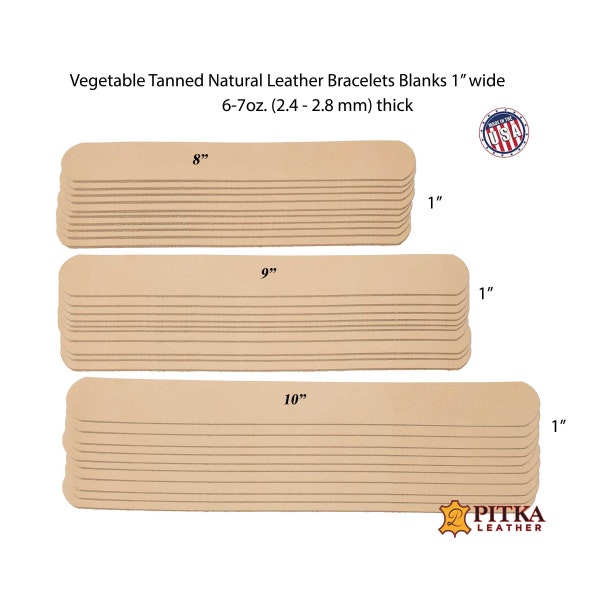 Natural Leather Blanks 1" - Great for School Projects, Camp Activities and Leather Craft  - Made in USA - Blanks for Leather Wristbands