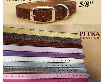 Small Leather Dog Collars - Soft Puppy Collar - Quality and Stylish Pet Collar - Pet Collars Handcrafted in USA - Many Colors to choose from