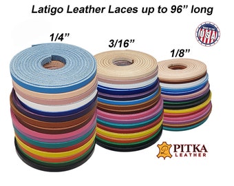 Latigo Leather Laces  - Chose Your Lace Width and Length - Laces are made of quality latigo leather 6-7 oz, (2.4 - 2.8 mm) - Made in USA