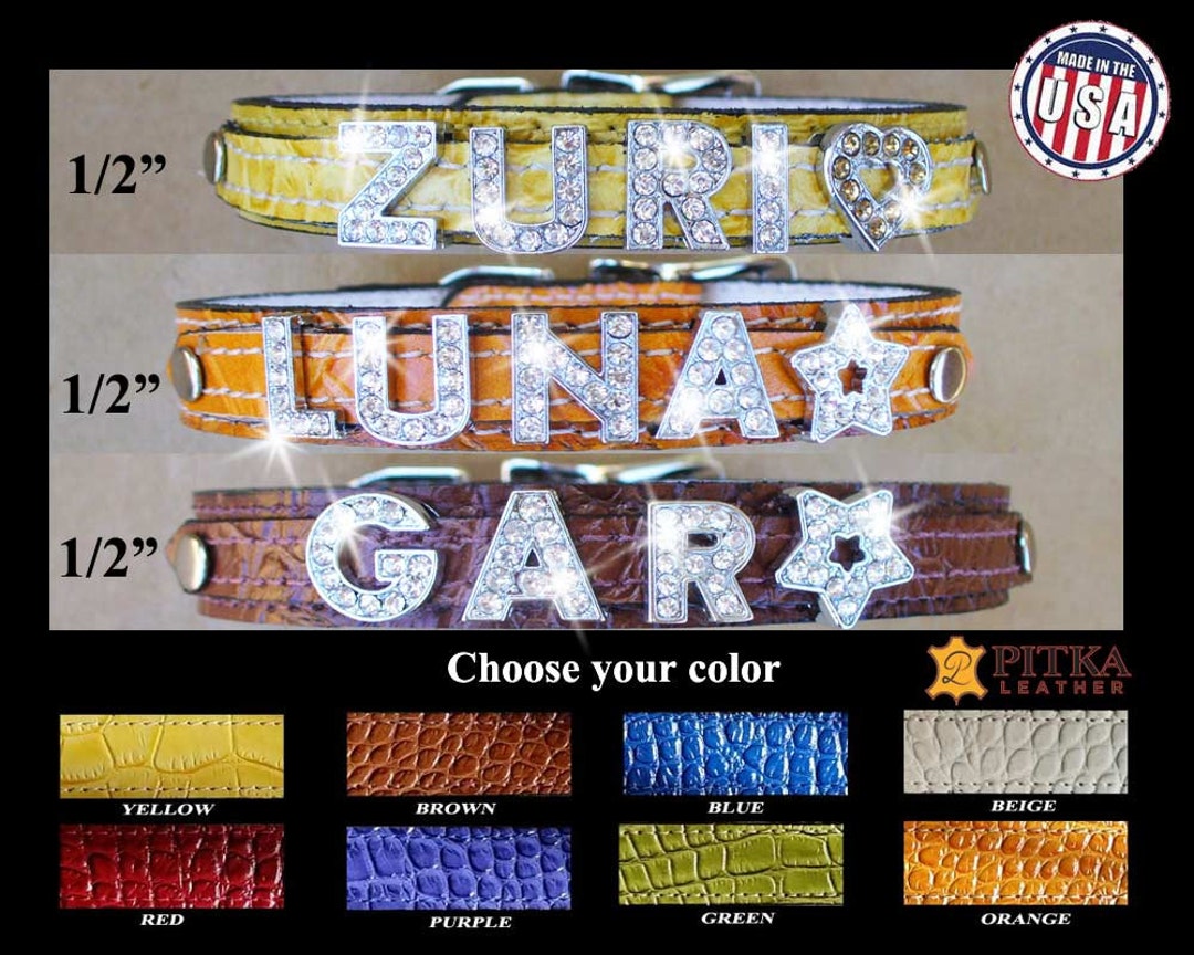 Rhinestone Cat Collars Soft Crock Leather Cat Collars Bling Cat Collars