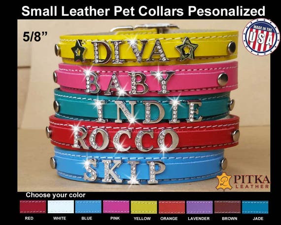  Personalized Small Dog Collar Bling Custom Leather