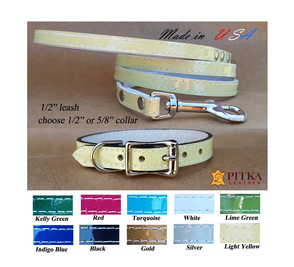 yellow leather dog collar