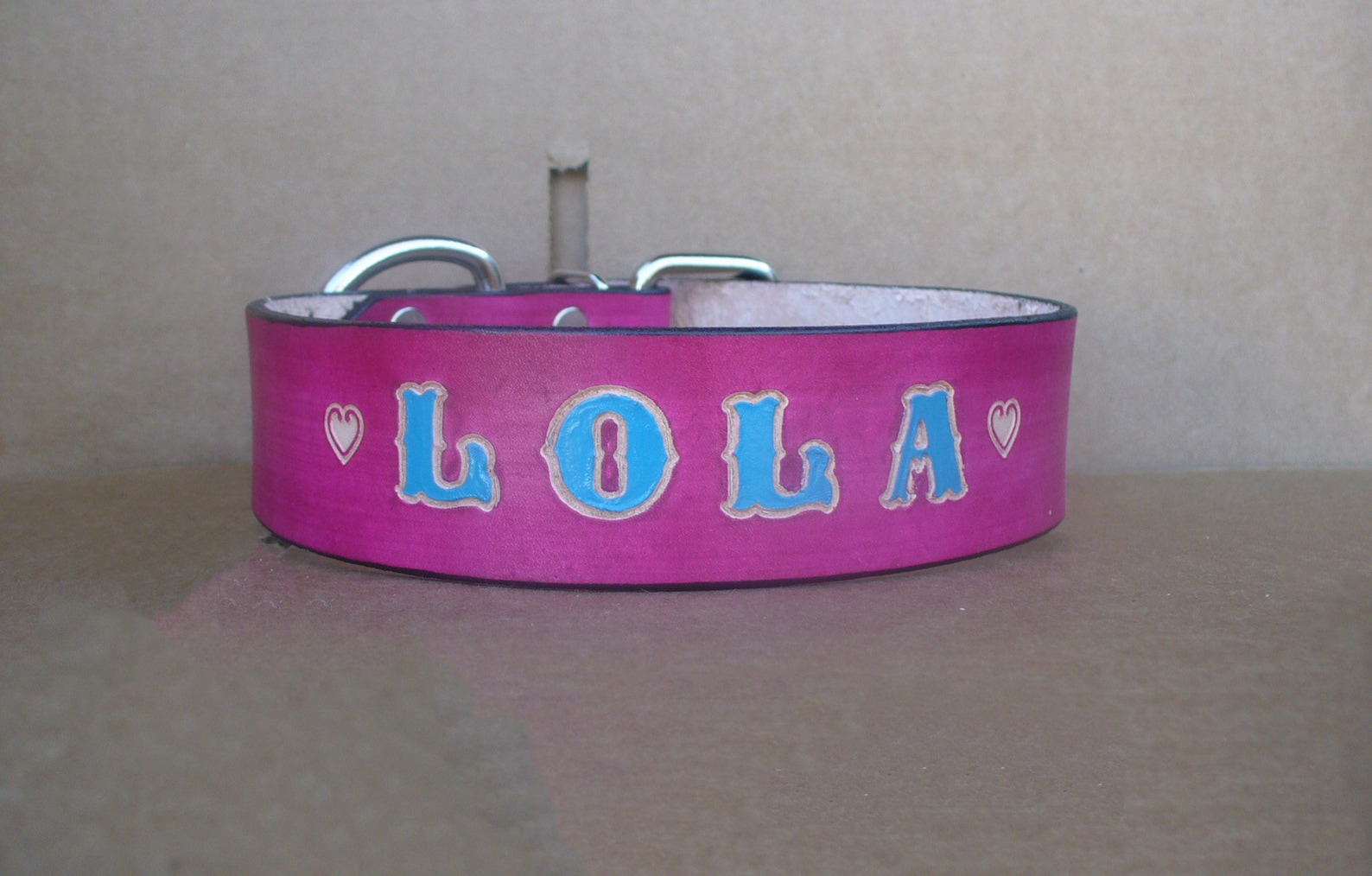 Pink Dog Collars With Name Custom Made XXL Leather Dog Etsy