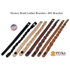 DIY Mystery  Braid Leather Bracelets Kit - Choose your colors- Made in USA - Pitka Leather-Perfect for Kids, Adults, Camp Activities, school