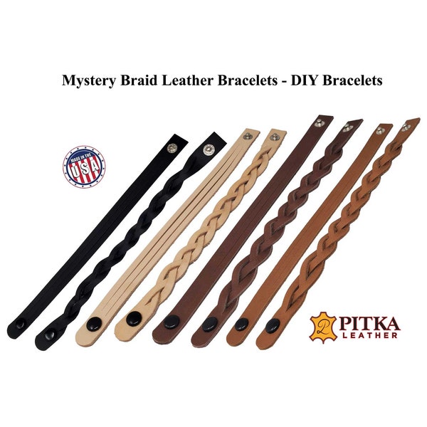 DIY Mystery  Braid Leather Bracelets Kit - Choose your colors- Made in USA - Pitka Leather-Perfect for Kids, Adults, Camp Activities, school