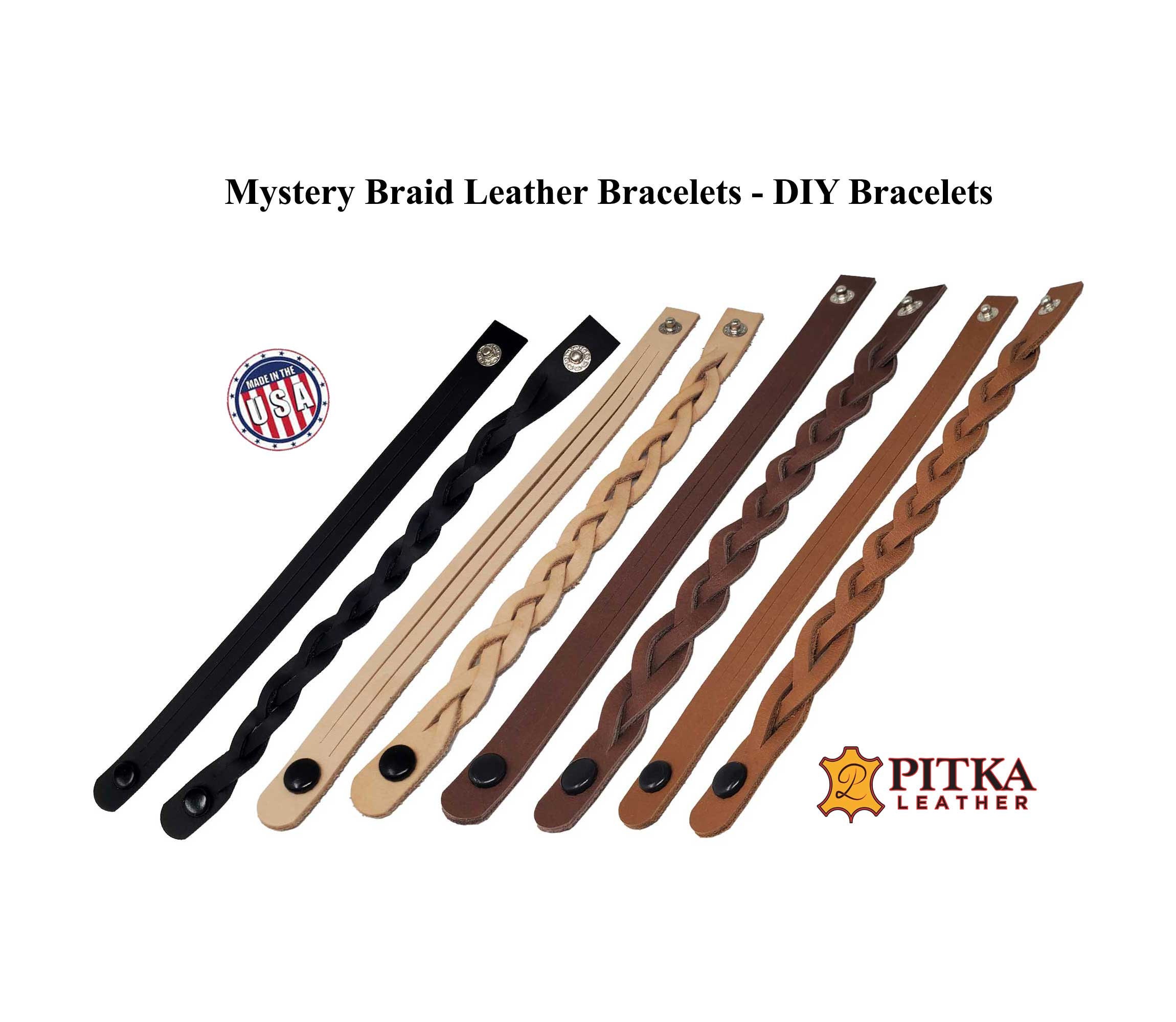 Handmade USA Leather Mystery Braid Braided Cuff Bracelet Mens Womens Black  Brown Green - Etsy