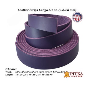 Purple Leather Strips Latigo 6-7 oz (2.4-2.8 mm) -Great for Belts-Dog Collars-Leashes-Purse straps-Guitar Straps-Hat Bands -Pitka Leather