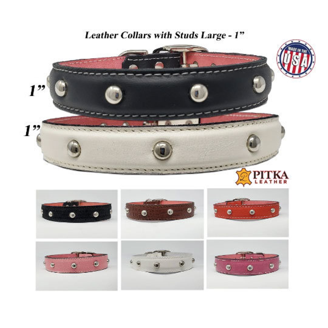 Large Leather Dog Collars with Studs Studded Leather Dog Etsy Nederland