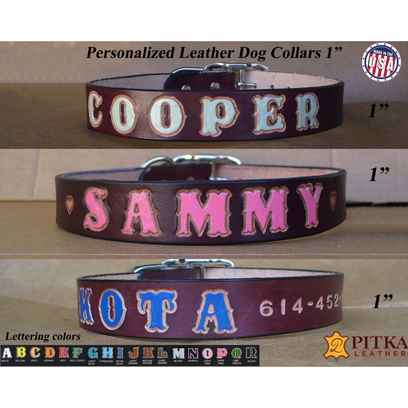 Durable Leather Dog Collars Custom Name Collars for Large Etsy