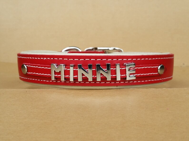 Large Dog Collars Personalized With Chrome Name Luxury Etsy