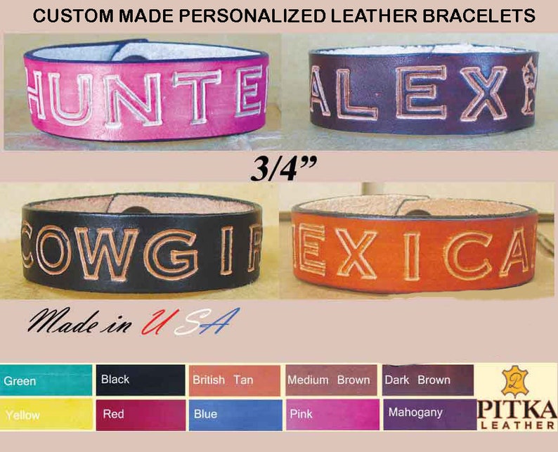 Custom Wristbands Handmade Leather Wristbands 3/4 in Etsy