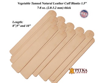 Leather Blanks Natural 1.5 for DIY Cuffs - Great for School Projects, Camp  Activities and Leather Craft - made in USA by Pitka Leather