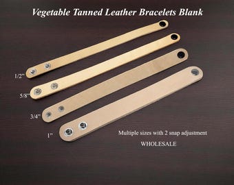 Vegetable-Tanned Leather Blank Bracelet: DIY Tooling Cuff, Adjustable Snaps