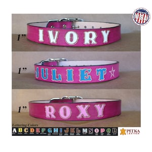 Pink Dog Collar Personalized - Unique Dog Collars with Name - Pink Leather Dog Collar - Custom made Large Dog Collars