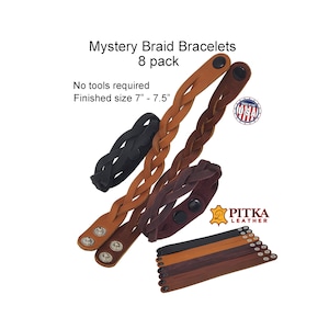 DIY Mystery Braid Leather Bracelet Kit: 8-Pack Craft, Made in USA