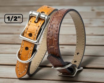 Soft Crock Leather Puppy Collar XS: Handmade USA Dog Collar