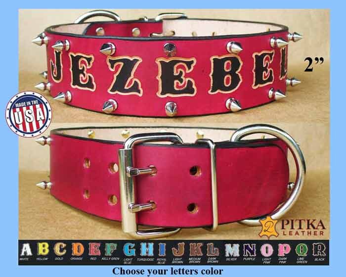 Red Spiked Pit bull Collars Leather Spiked Dog Collars for Etsy