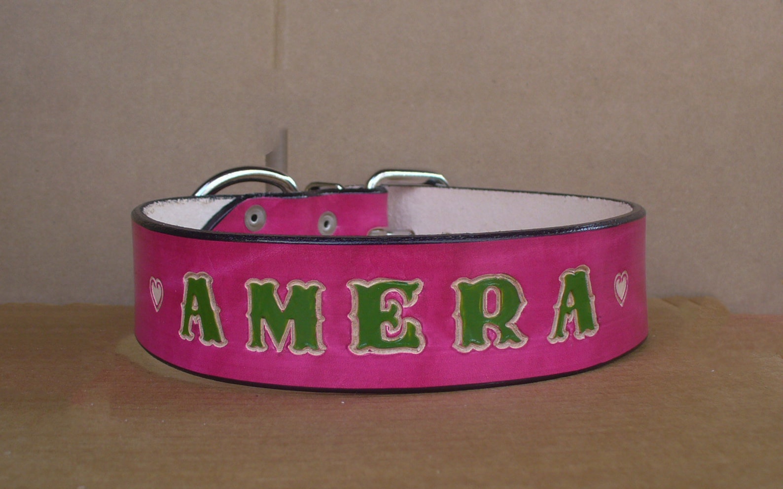 Pink Dog Collars Personalized Pink Leather Dog Collar Etsy